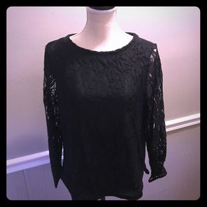 *NWT* Black Lace Sweatshirt with Sheer Sleeves
